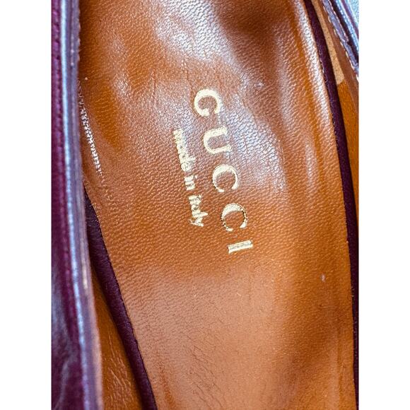 Gucci Betty T-Strap Platform Pumps In Burgundy leather Heels Pumps sz 37 - Picture 7 of 13